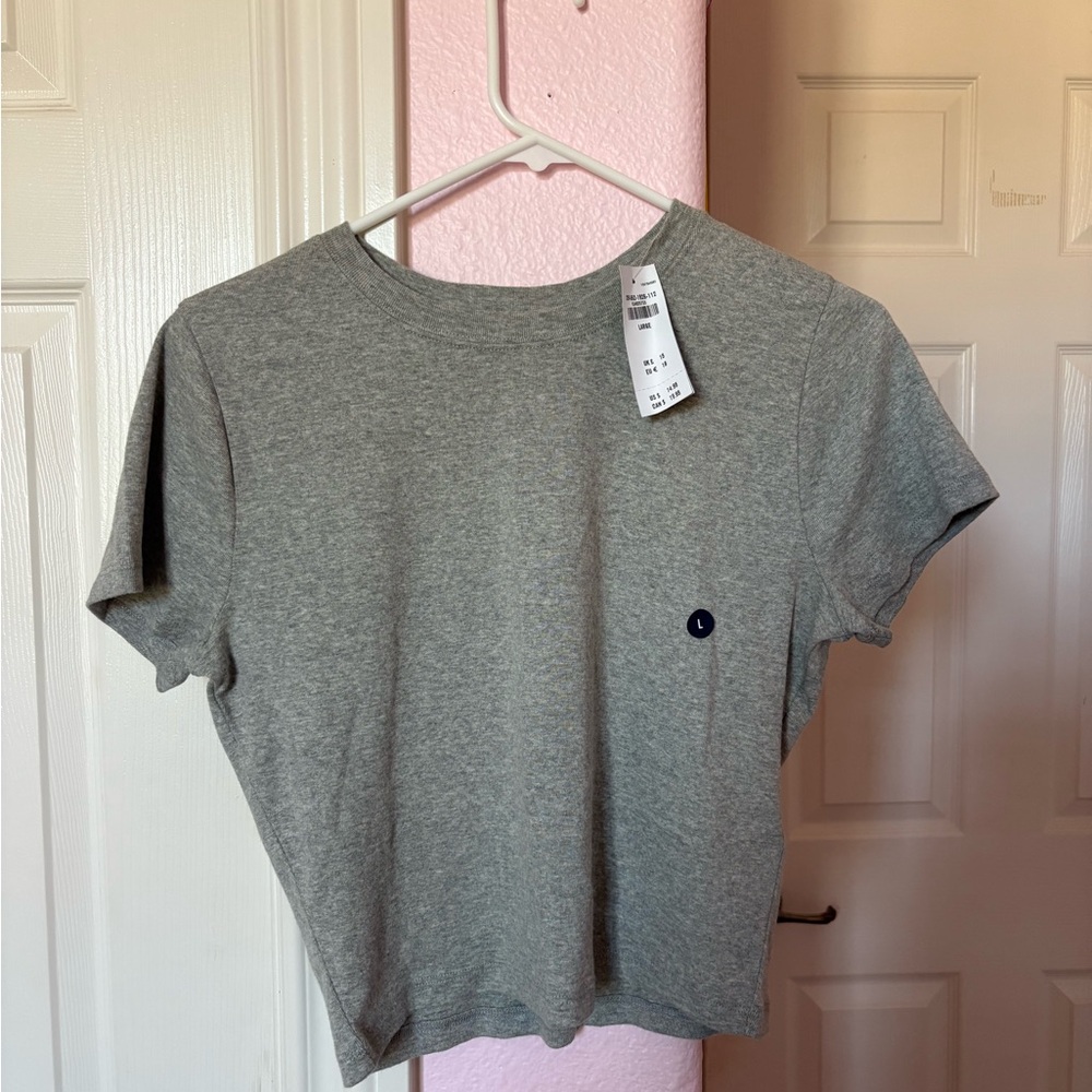 Hollister Gray Boxy Crop T-Shirt